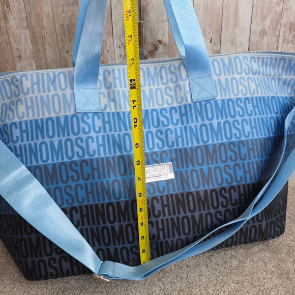 Moschino Blue Black Gradient Logo Duffel Travel Bag - Picture 5 of 8